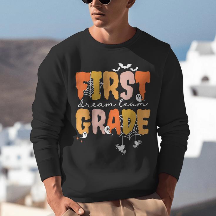 First Grade Dream Retro Team Fall Halloween Spooky Teachers Unisex Sweatshirt, First Grade Teacher Sweatshirts, funny gift First Grade Dream Retro Team Fall Halloween Spooky Teachers Unisex Sweatshirt, First Grade Teacher Sweatshirts, funny gift