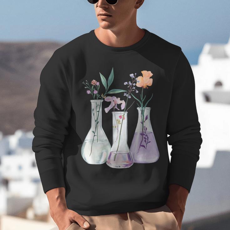 Flowers Test Tube Chemistry Student Science Teacher Women Unisex Sweatshirt, Science Teacher Sweatshirts, funny gift