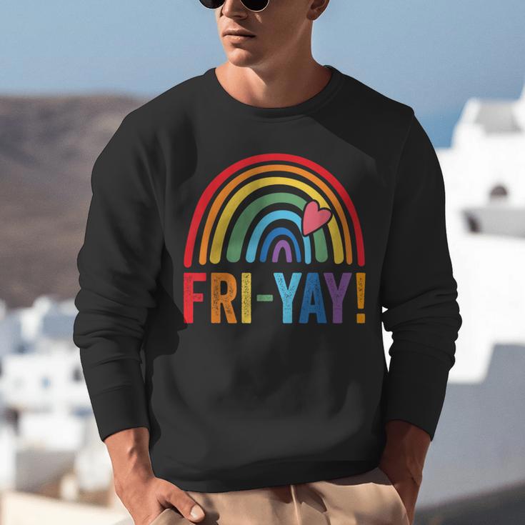 Fri-Yay Friyay Rainbow Colors Teacher Childrens Fun Designs Unisex Sweatshirt, funny gift