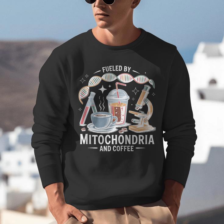 Fueled By Mitochondria Coffee Science Teacher Student Unisex Sweatshirt, Science Teacher Sweatshirts, funny gift
