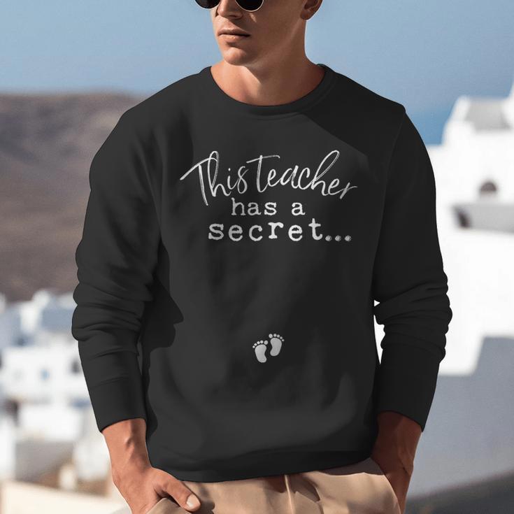Fun Pregnant Teacher Announcement Idea- Footprints On Tummy Unisex Sweatshirt, funny gift Fun Pregnant Teacher Announcement Idea- Footprints On Tummy Unisex Sweatshirt, funny gift
