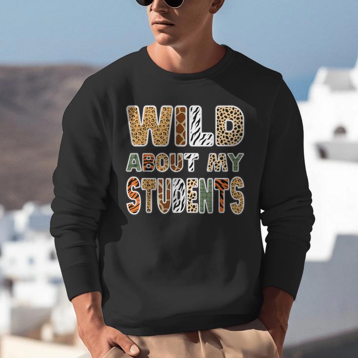 Fun Zoo Animal Print Teacher Shirts Wild About My Students Unisex Sweatshirt, funny gift