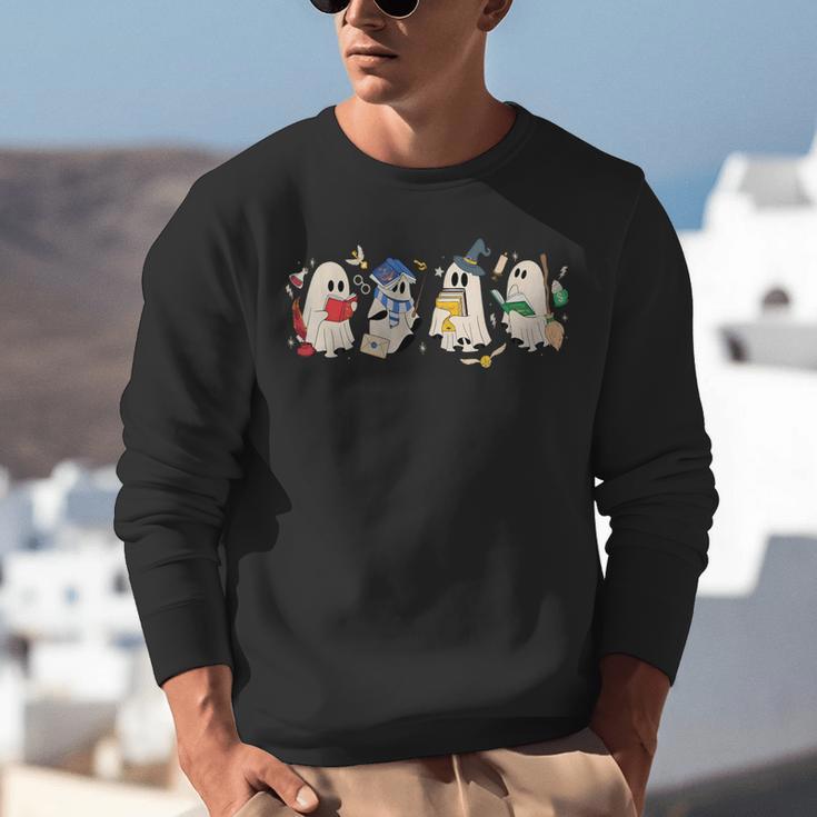 Ghost Book Reading Books Lover Teacher Happy Halloween Unisex Sweatshirt, funny gift