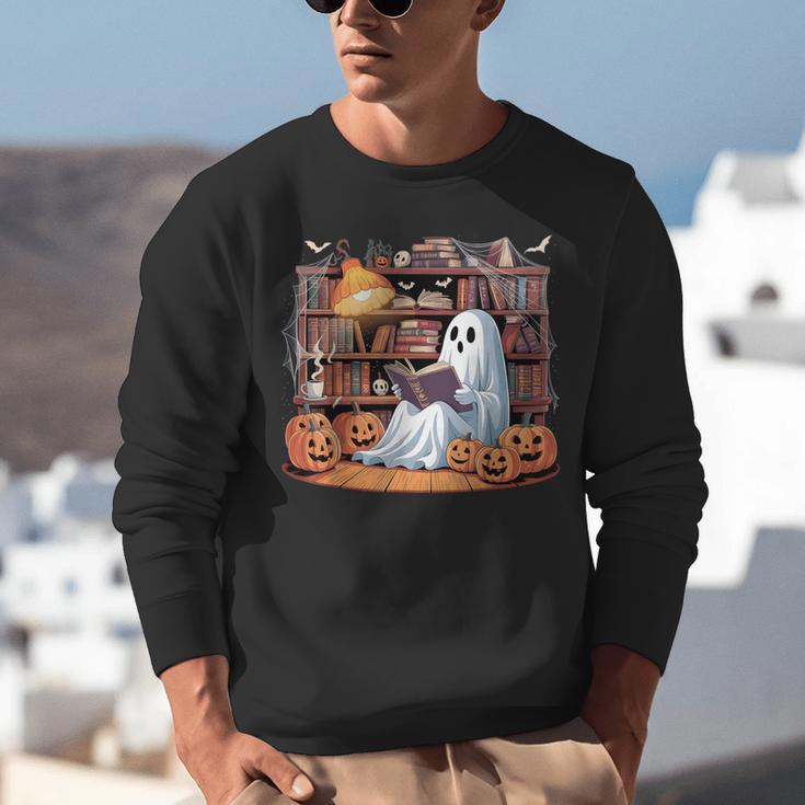 Ghost Book Reading Halloween Books Lover Teacher Unisex Sweatshirt, funny gift