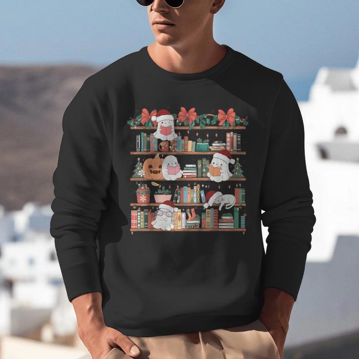 Ghost Christmas Reading Book Lover Library Christmas Teacher Unisex Sweatshirt, funny gift