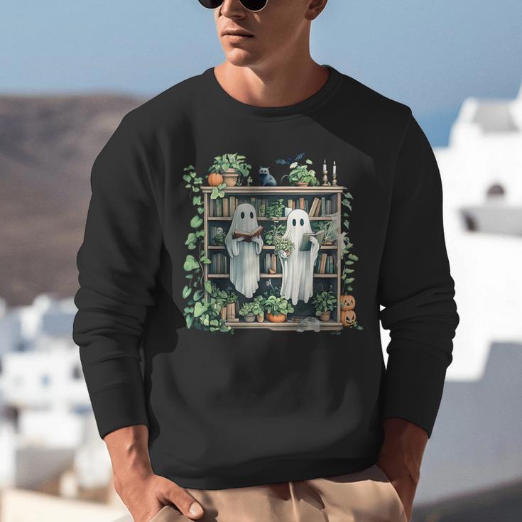 Ghost Plant Library Halloween Reading Books Teacher Vintage Unisex Sweatshirt, funny gift Ghost Plant Library Halloween Reading Books Teacher Vintage Unisex Sweatshirt, funny gift