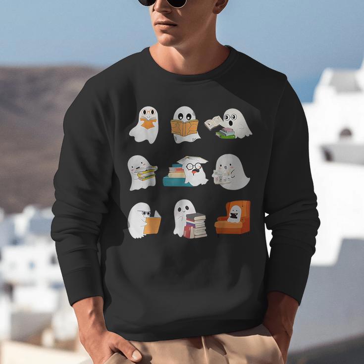 Ghost Reading Teacher Halloween Librarian Book Lover School Unisex Sweatshirt, funny gift Ghost Reading Teacher Halloween Librarian Book Lover School Unisex Sweatshirt, funny gift
