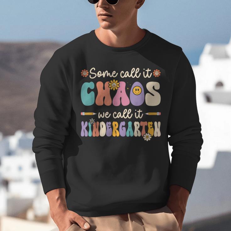 Groovy Some Call It Chaos We Call It Kindergarten Teacher Unisex Sweatshirt, Groovy Teacher Sweatshirts, funny gift Groovy Some Call It Chaos We Call It Kindergarten Teacher Unisex Sweatshirt, Groovy Teacher Sweatshirts, funny gift