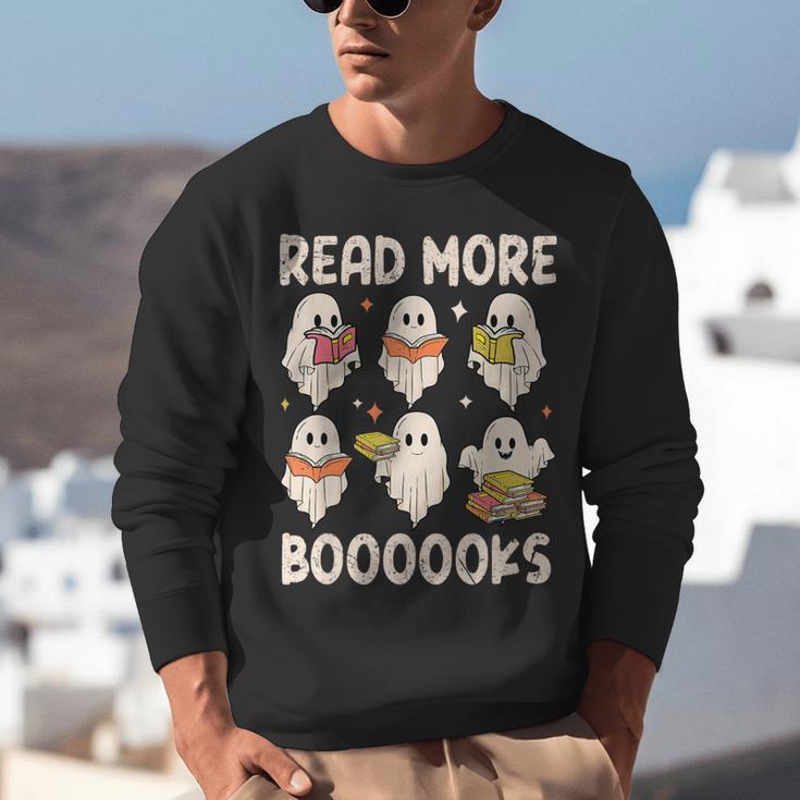 Groovy Halloween Ghost Read More Boooooks Librarian Teacher For Men Women Kids Unisex Sweatshirt, Groovy Teacher Sweatshirts, funny gift