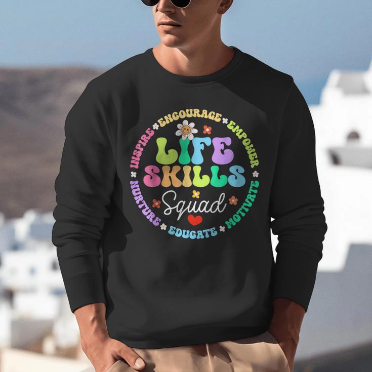 Groovy Life Skills Squad Teacher Special Ed SPED Team Crew Unisex Sweatshirt, Groovy Teacher Sweatshirts, funny gift Groovy Life Skills Squad Teacher Special Ed SPED Team Crew Unisex Sweatshirt, Groovy Teacher Sweatshirts, funny gift
