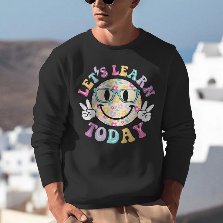 Groovy Retro Lets Learn Today Teacher Student Back To School Unisex Sweatshirt, Groovy Teacher Sweatshirts, funny gift