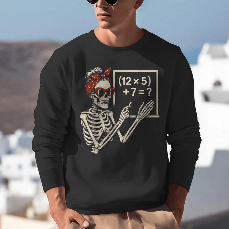 Halloween Math Teacher Skeleton Six Seven Meme Brainrot Unisex Sweatshirt, funny gift Halloween Math Teacher Skeleton Six Seven Meme Brainrot Unisex Sweatshirt, funny gift