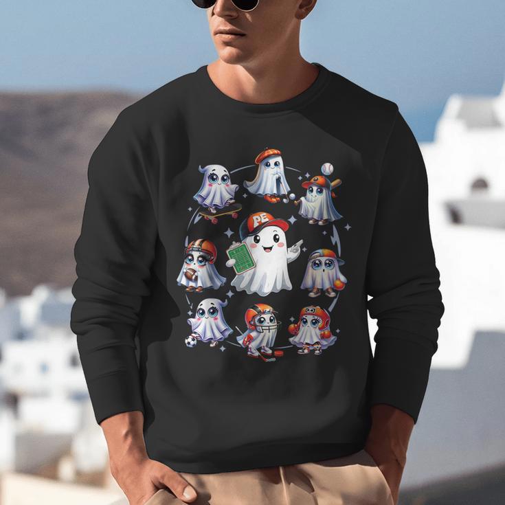 Halloween PE Teacher Ghost Playing Sports Physical Education Unisex Sweatshirt, Pe Teacher Sweatshirts, funny gift Halloween PE Teacher Ghost Playing Sports Physical Education Unisex Sweatshirt, Pe Teacher Sweatshirts, funny gift