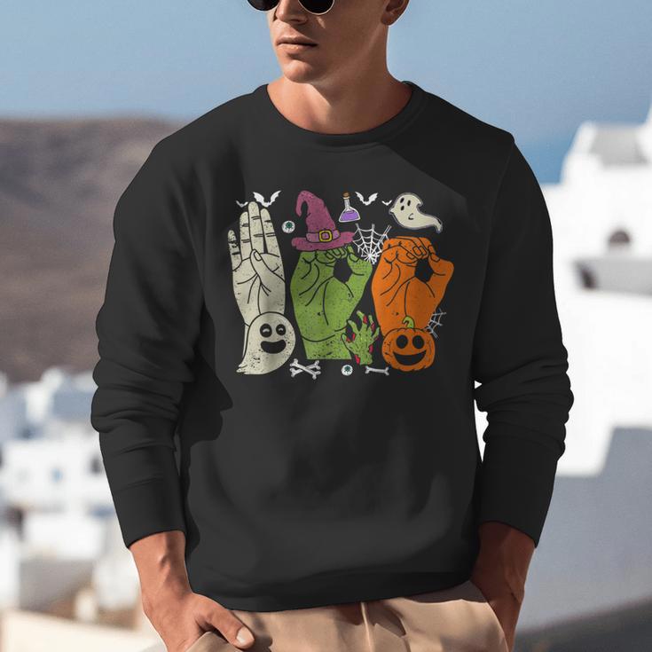 Halloween SPED Teacher Boo In ASL Boo Hands Sign Language Unisex Sweatshirt, funny gift Halloween SPED Teacher Boo In ASL Boo Hands Sign Language Unisex Sweatshirt, funny gift