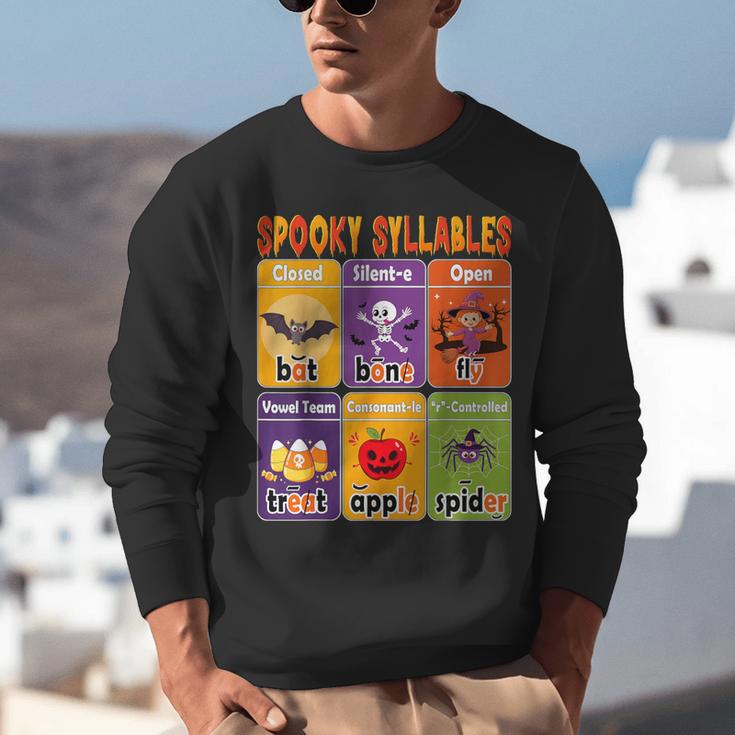 Halloween Spooky Syllable Types Teacher Educational Unisex Sweatshirt, funny gift