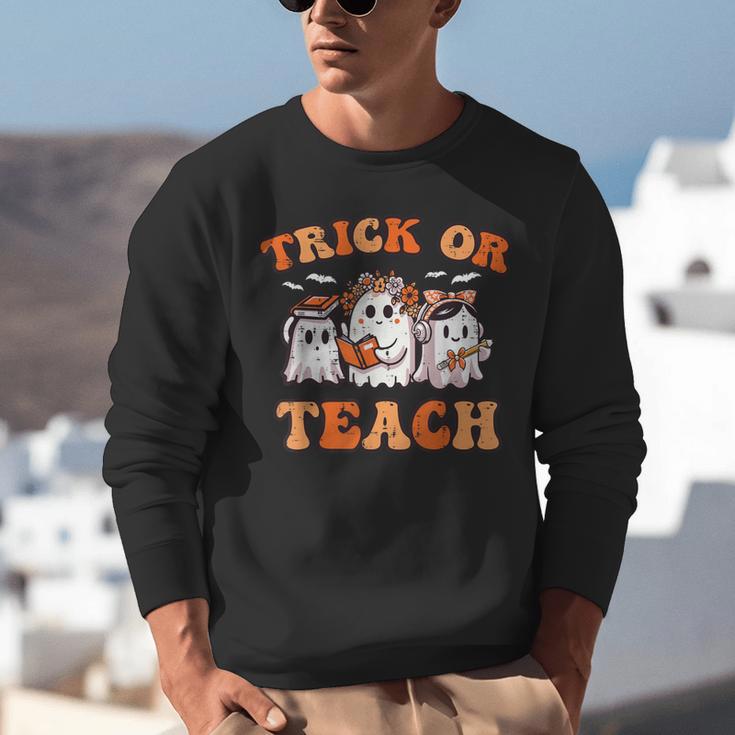 Halloween Teacher Ghosts Trick Or Teach Retro Costume Women Unisex Sweatshirt, funny gift