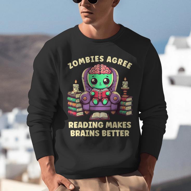 Halloween Teacher Zombie Reading Is Good For Brains Unisex Sweatshirt, funny gift Halloween Teacher Zombie Reading Is Good For Brains Unisex Sweatshirt, funny gift