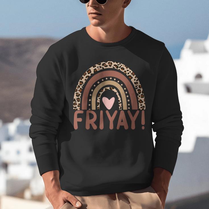 Happy Fri-Yay Friday Lovers Fun Teacher Leopard Rainbow Men Women Girls Kids Unisex Sweatshirt, funny gift Happy Fri-Yay Friday Lovers Fun Teacher Leopard Rainbow Men Women Girls Kids Unisex Sweatshirt, funny gift
