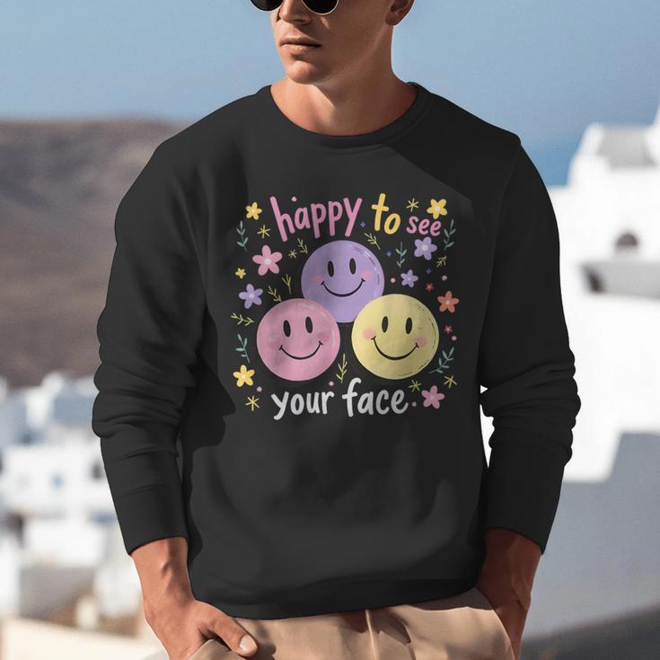 Happy To See Your Face Smile Face Teacher Back To School Unisex Sweatshirt, funny gift Happy To See Your Face Smile Face Teacher Back To School Unisex Sweatshirt, funny gift