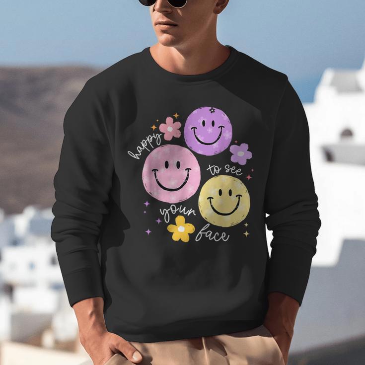 Happy To See Your Face Teacher Flower Back To School Unisex Sweatshirt, funny gift