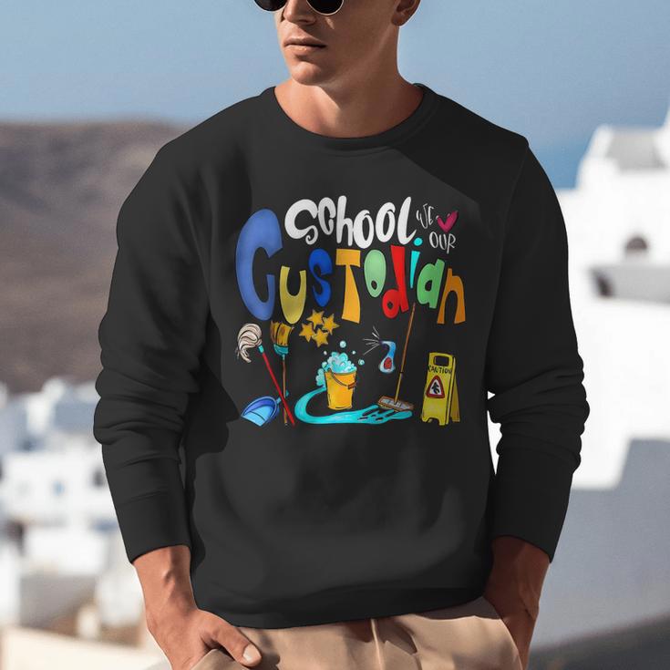 We Heart Love Our School Custodian For Teacher & Kids Unisex Sweatshirt, funny gift We Heart Love Our School Custodian For Teacher & Kids Unisex Sweatshirt, funny gift