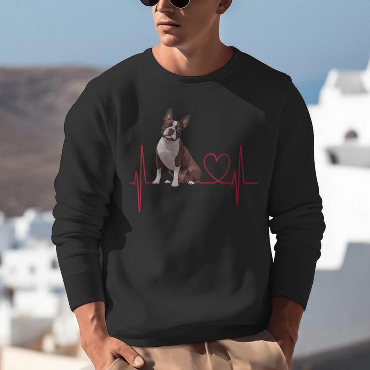 Heartbeat Boston Terrier Dog Unisex Sweatshirt, funny gift