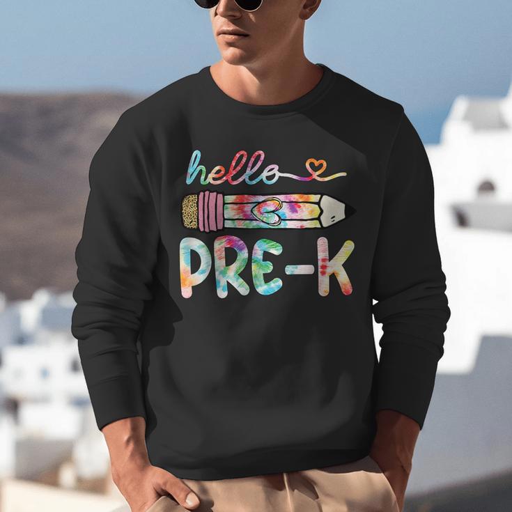 Hello Pre-K Pencil Teacher Student Tie Dye Unisex Sweatshirt, funny gift Hello Pre-K Pencil Teacher Student Tie Dye Unisex Sweatshirt, funny gift