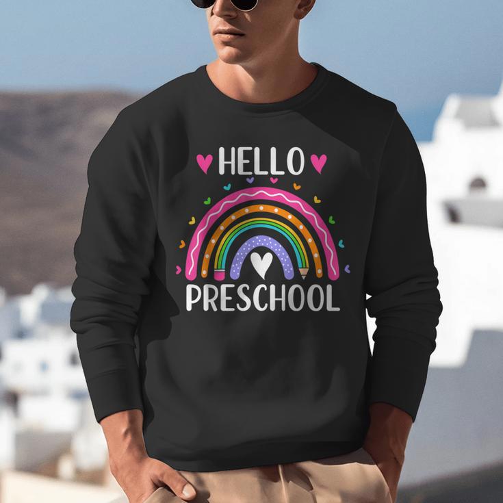 Hello Preschool Teacher Student Girls Rainbow Back To School Unisex Sweatshirt, funny gift Hello Preschool Teacher Student Girls Rainbow Back To School Unisex Sweatshirt, funny gift