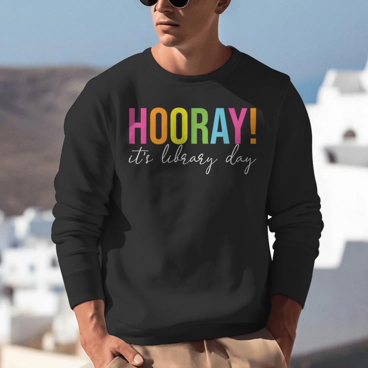 Hooray It's Library Day Teacher Reader Books Back To School Unisex Sweatshirt, funny gift