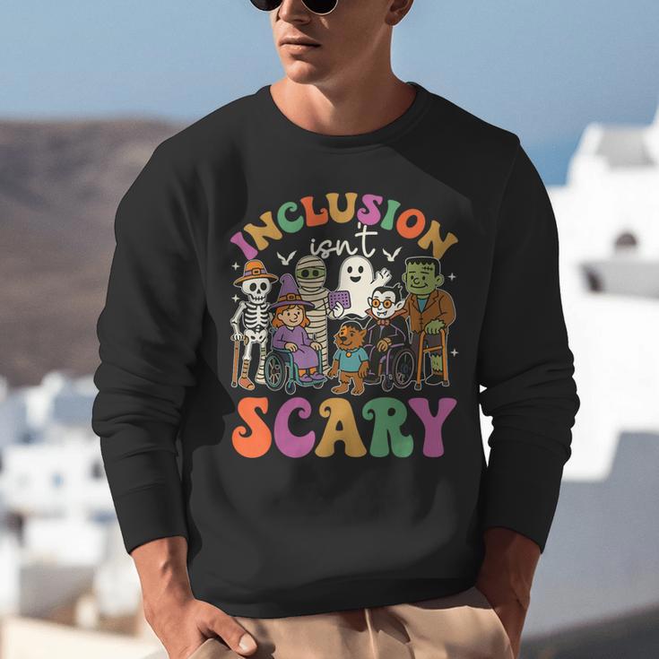 Inclusion Isnt Scary Halloween Skeleton Ghost Sped Teacher Unisex Sweatshirt, funny gift Inclusion Isnt Scary Halloween Skeleton Ghost Sped Teacher Unisex Sweatshirt, funny gift