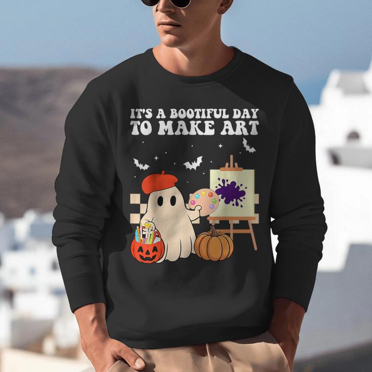 It's A Bootiful Day To Make Art Groovy Art Teacher Halloween Unisex Sweatshirt, Groovy Teacher Sweatshirts, funny gift It's A Bootiful Day To Make Art Groovy Art Teacher Halloween Unisex Sweatshirt, Groovy Teacher Sweatshirts, funny gift