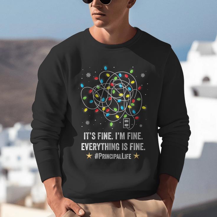 It's Fine I'm Fine Christmas Light Principal Teacher Xmas Men Women Unisex Sweatshirt, funny gift It's Fine I'm Fine Christmas Light Principal Teacher Xmas Men Women Unisex Sweatshirt, funny gift