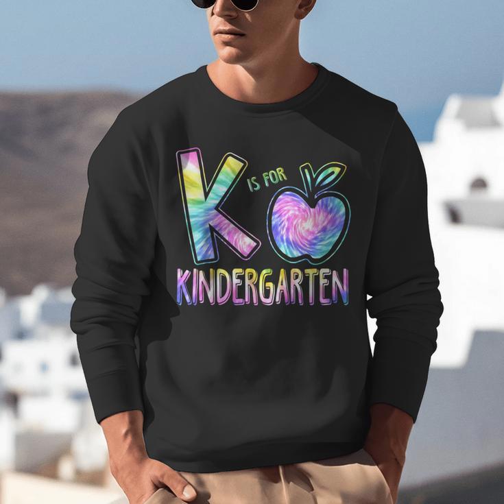 K Is For Kindergarten Teacher Tie Dye Back To School Kinder Unisex Sweatshirt, funny gift