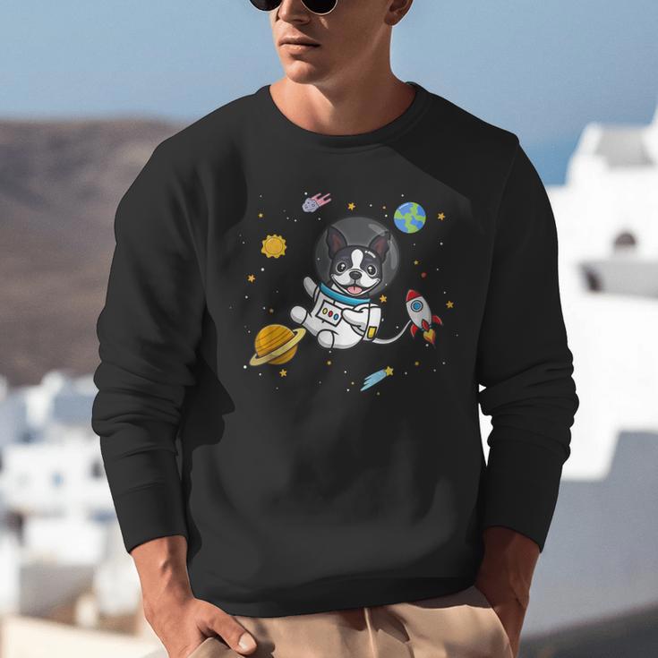 Kawaii Kids & Boys Astronaut Space Boston Terrier Dog Lover Unisex Sweatshirt, funny gift