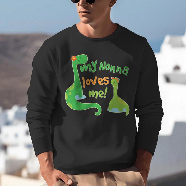 Kids My Nonna Loves Me Dinosaur Grandson Unisex Sweatshirt, funny gift
