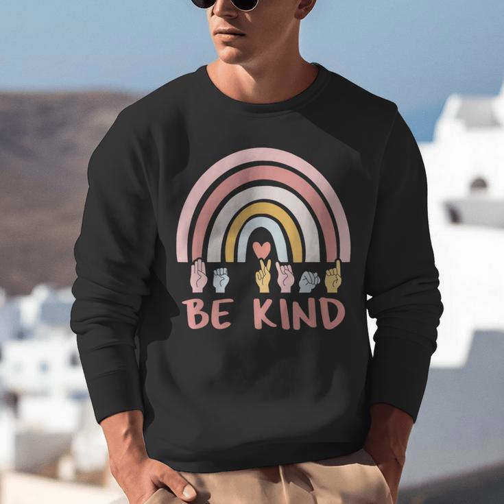 Be Kind ASL Sign Language Deaf SPED Teacher Kids Men Women Unisex Sweatshirt, funny gift
