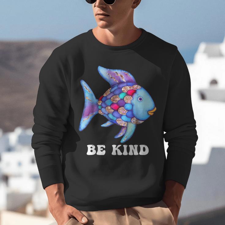 Be Kind Rainbow Fish Teacher Life Teaching Back To School Unisex Sweatshirt, funny gift