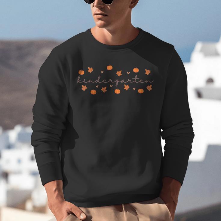 Kindergarten Teacher Pumpkin Autumn Leaves Kinder Team Fall Unisex Sweatshirt, funny gift Kindergarten Teacher Pumpkin Autumn Leaves Kinder Team Fall Unisex Sweatshirt, funny gift