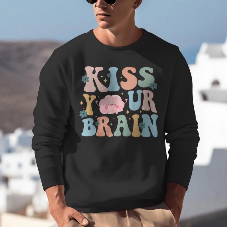 Kiss Your Brain Teacher Inspire Educate Groovy Retro Vintage Unisex Sweatshirt, Groovy Teacher Sweatshirts, funny gift Kiss Your Brain Teacher Inspire Educate Groovy Retro Vintage Unisex Sweatshirt, Groovy Teacher Sweatshirts, funny gift