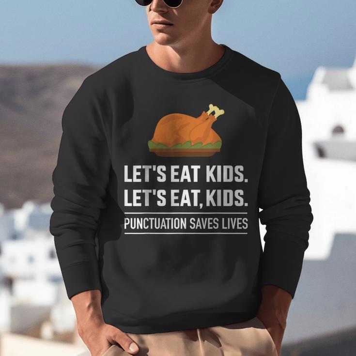 Let's Eat Kids Grammar For Thanksgiving Teacher Unisex Sweatshirt, funny gift Let's Eat Kids Grammar For Thanksgiving Teacher Unisex Sweatshirt, funny gift