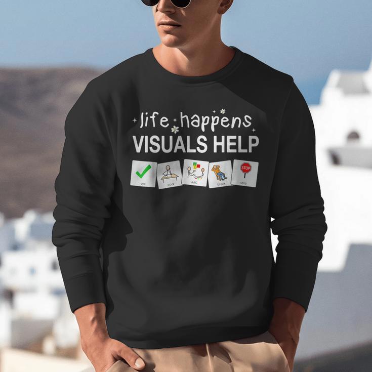 Life Happens Visuals Help Special Education Teacher Aide Unisex Sweatshirt, funny gift Life Happens Visuals Help Special Education Teacher Aide Unisex Sweatshirt, funny gift