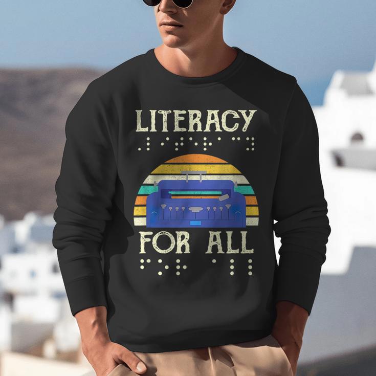 Literacy For All Visually Impaired Braille Teacher The Blind Unisex Sweatshirt, funny gift Literacy For All Visually Impaired Braille Teacher The Blind Unisex Sweatshirt, funny gift