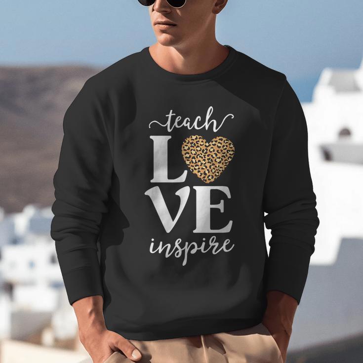 Love Leopard Print Teacher Cheetah School Inspire Teach Unisex Sweatshirt, funny gift