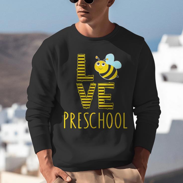 Love Preschool Back To School Yellow Bee Preschool Teacher For Men Women Girls Kids Unisex Sweatshirt, funny gift