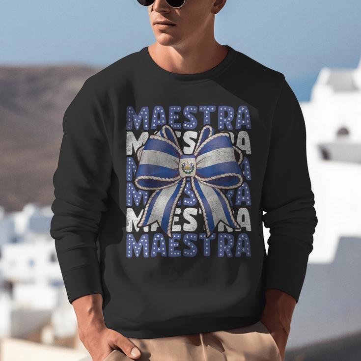 Maestra El Salvador Coquette Bow Hispanic Spanish Teacher Unisex Sweatshirt, funny gift Maestra El Salvador Coquette Bow Hispanic Spanish Teacher Unisex Sweatshirt, funny gift
