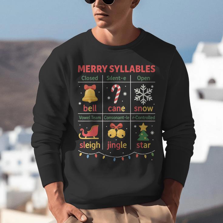 Merry Syllables Teacher Christmas Educational Kids Unisex Sweatshirt, funny gift