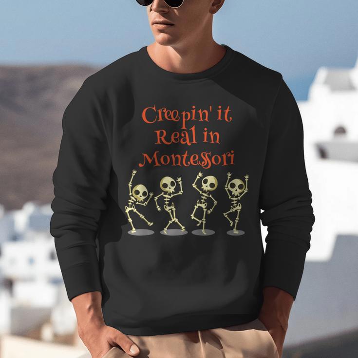 Montessori Creepin' It Real HALLOWEEN School Teacher Shirt Unisex Sweatshirt, funny gift Montessori Creepin' It Real HALLOWEEN School Teacher Shirt Unisex Sweatshirt, funny gift