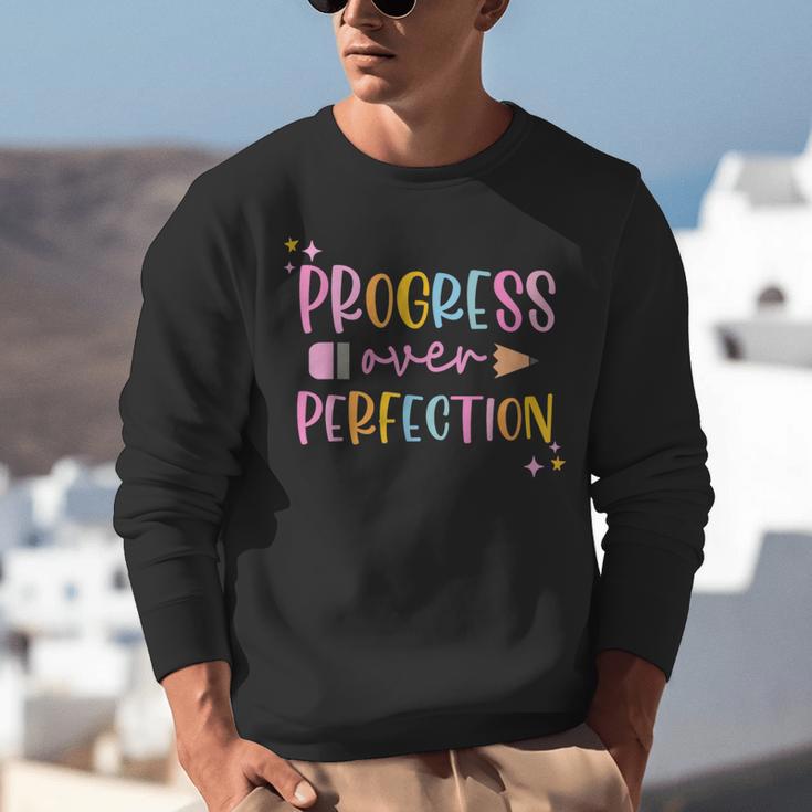 Motivational Progress Over Perfection Back To School Teacher Unisex Sweatshirt, funny gift Motivational Progress Over Perfection Back To School Teacher Unisex Sweatshirt, funny gift