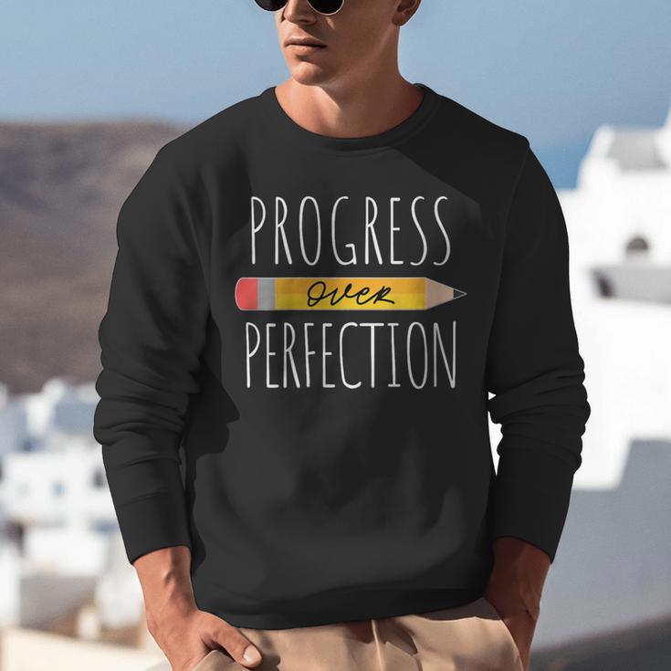Motivational Progress Over Perfection Back To School Teacher Unisex Sweatshirt, funny gift