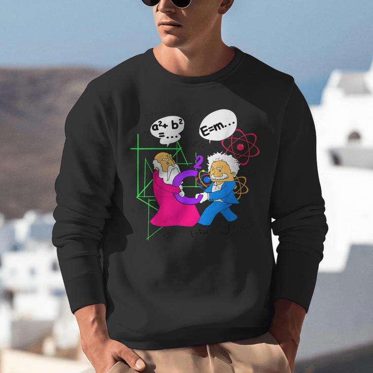 Nerdy Pythagoras Fighting Over C Squared Math Teacher Unisex Sweatshirt, funny gift
